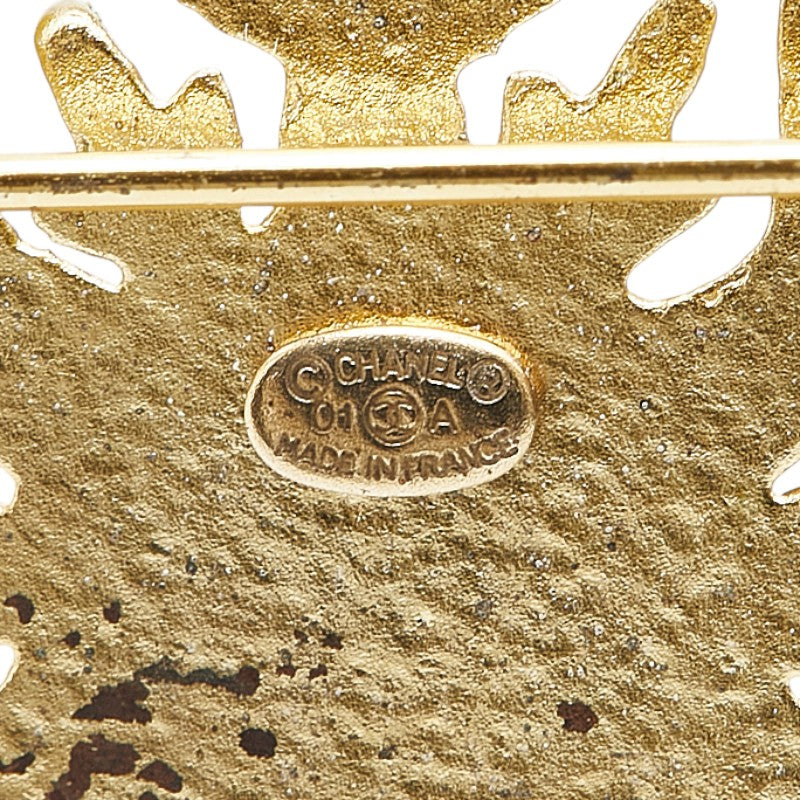 Chanel Coco Mark Snowflake Brooch Gold