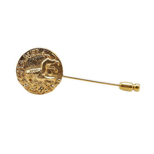 Chanel Lion Motif Pin Brooch Gold