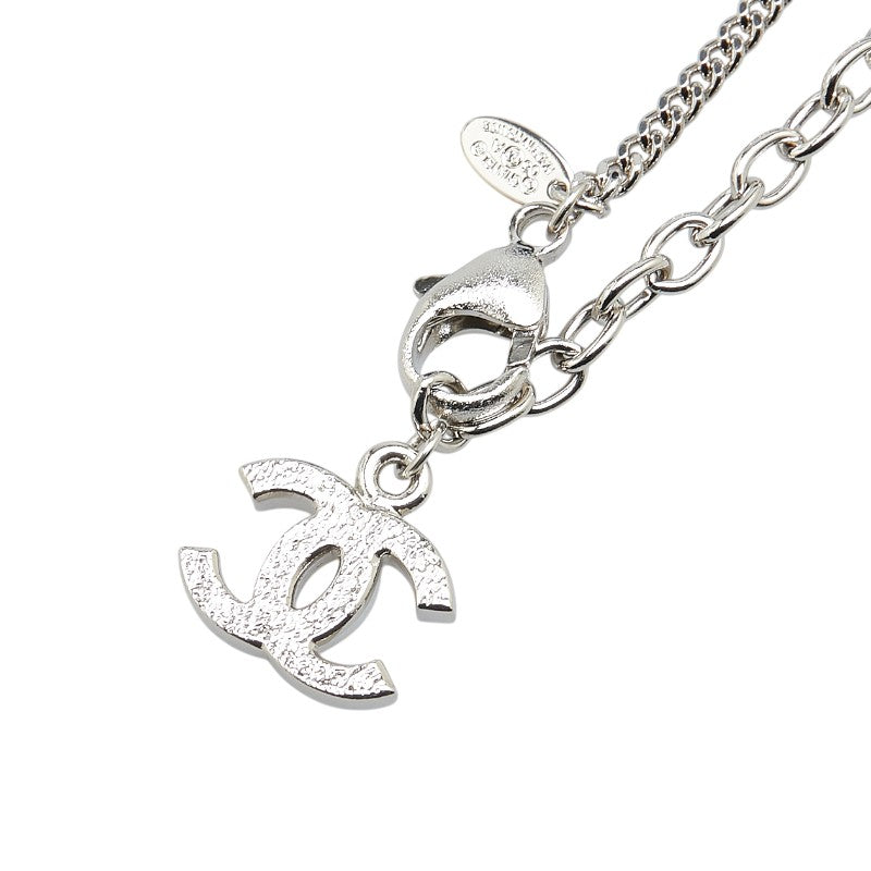 Chanel Coco Mark Long Chain Necklace Silver