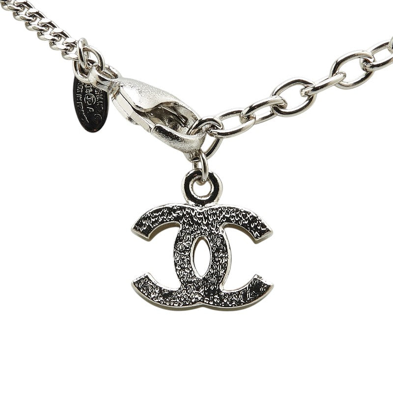Chanel Coco Mark Long Chain Necklace Silver