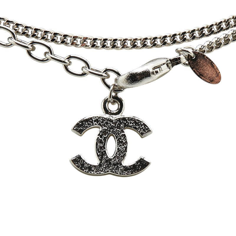 Chanel Coco Mark Long Chain Necklace Silver