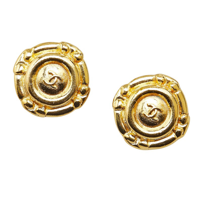 Chanel Coco Mark Round Earrings Gold