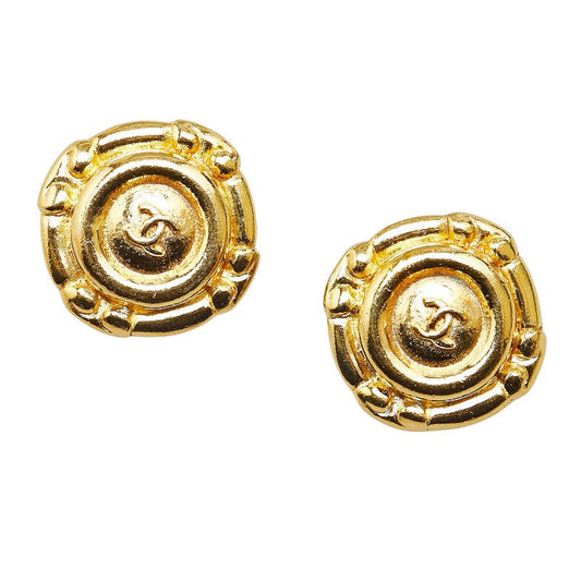 Chanel Coco Mark Round Earrings Gold