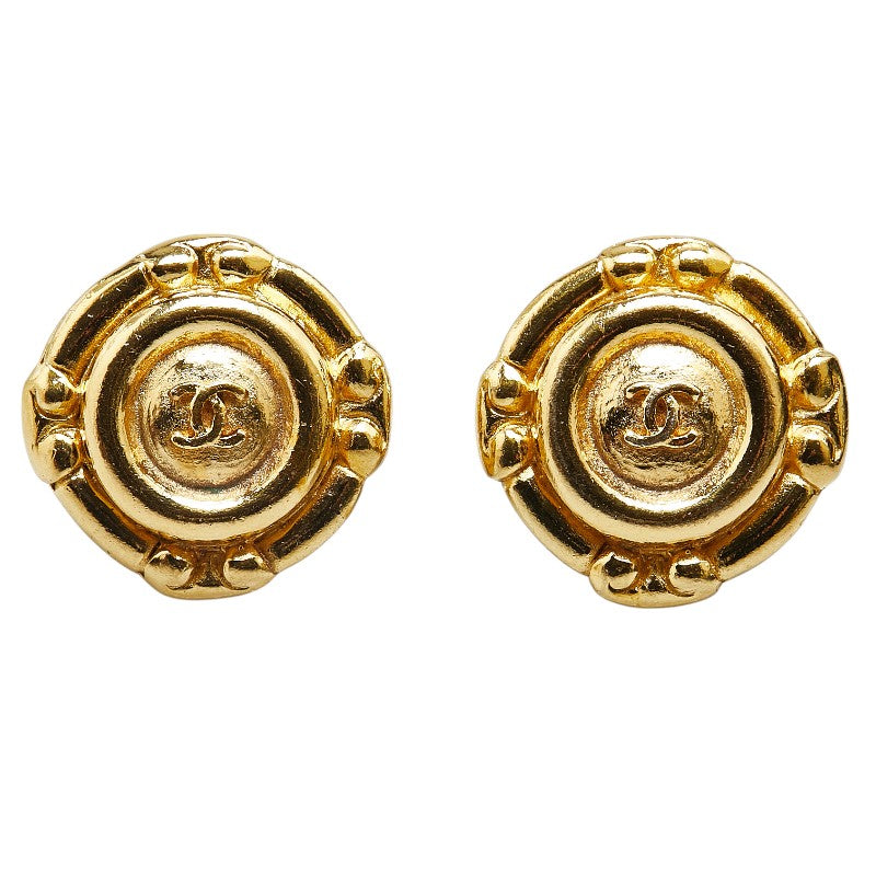 Chanel Coco Mark Round Earrings Gold