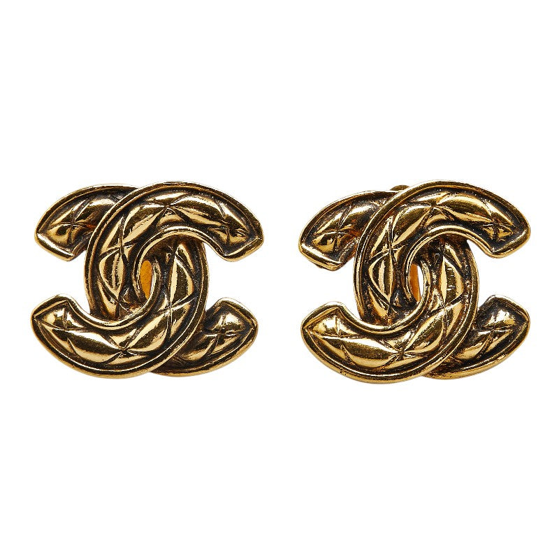 Chanel Coco Mark Matelasse Earrings Gold