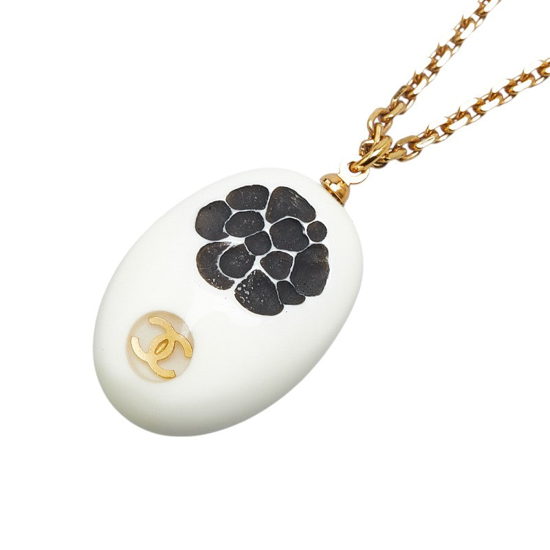 Chanel Camellia Coco Mark Necklace Gold White Black