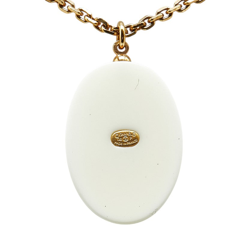 Chanel Camellia Coco Mark Necklace Gold White Black