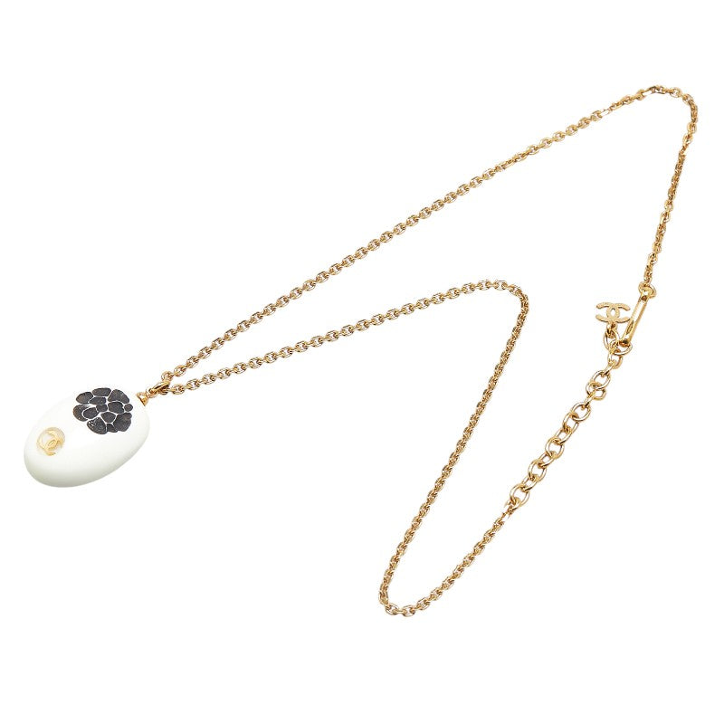 Chanel Camellia Coco Mark Necklace Gold White Black