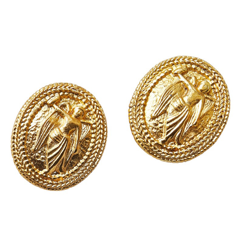 Chanel Angel Motif Gold Earrings