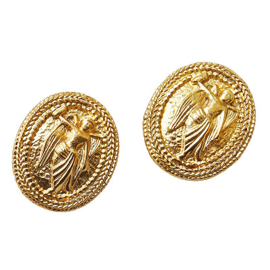 Chanel Angel Motif Gold Earrings