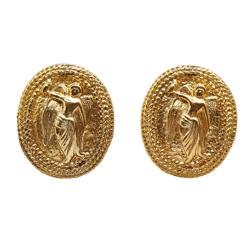 Chanel Angel Motif Gold Earrings