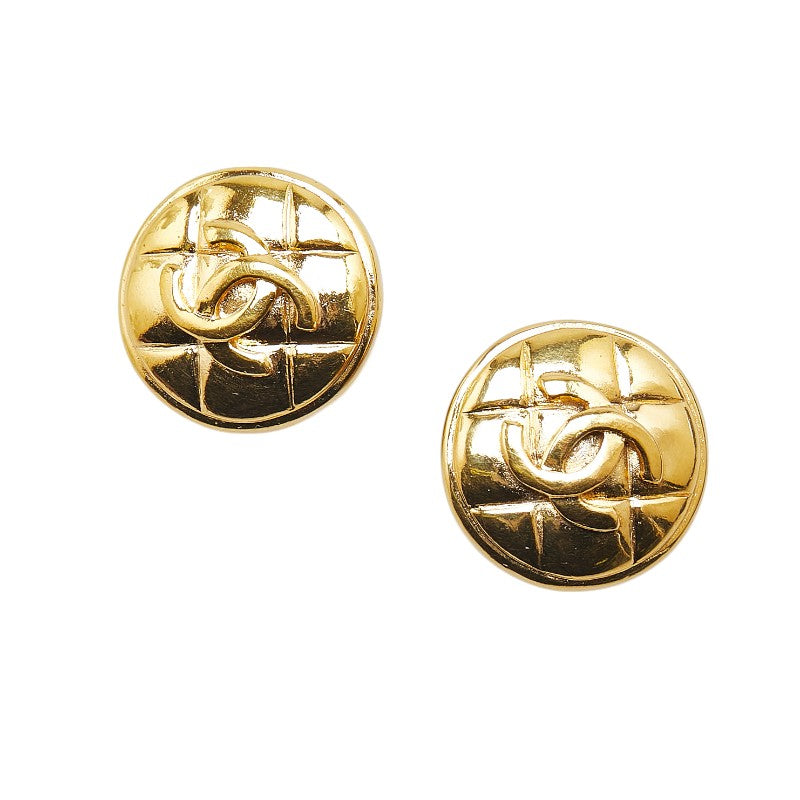 Chanel Matelasse Coco Mark Earrings Gold