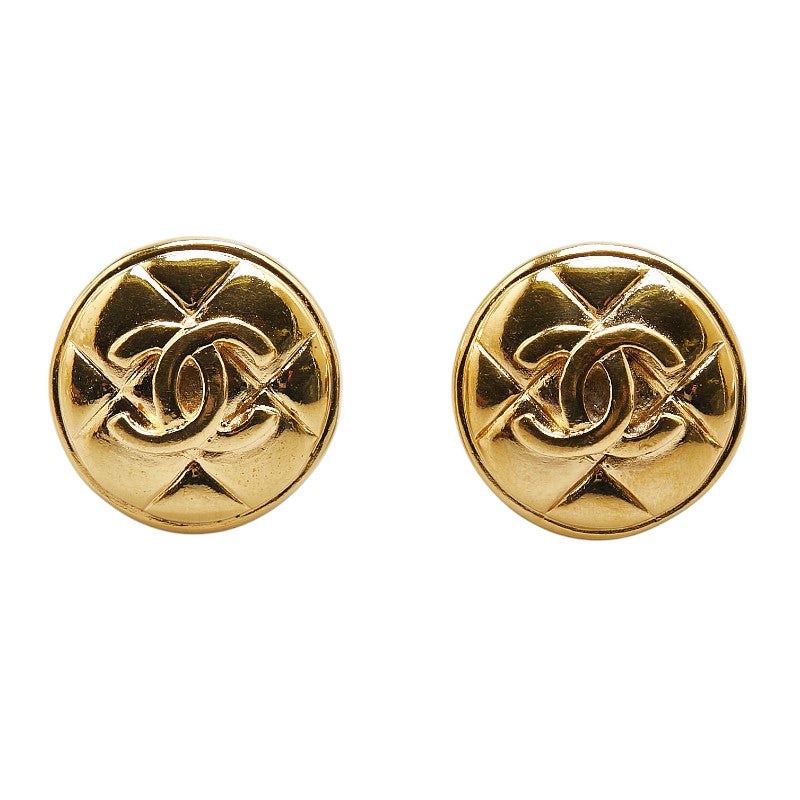 Chanel Matelasse Coco Mark Earrings Gold