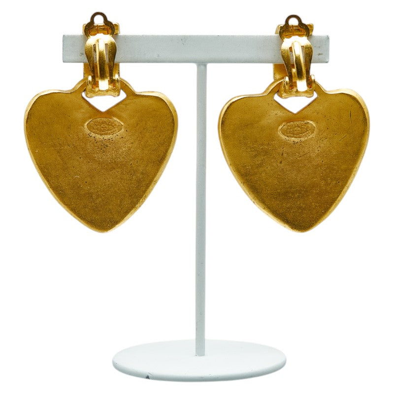 Chanel Vintage Heart Motif Earrings Gold