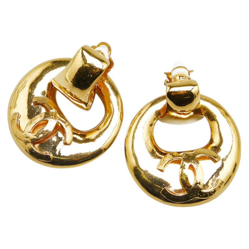 Chanel Vintage Coco Mark Earrings Gold