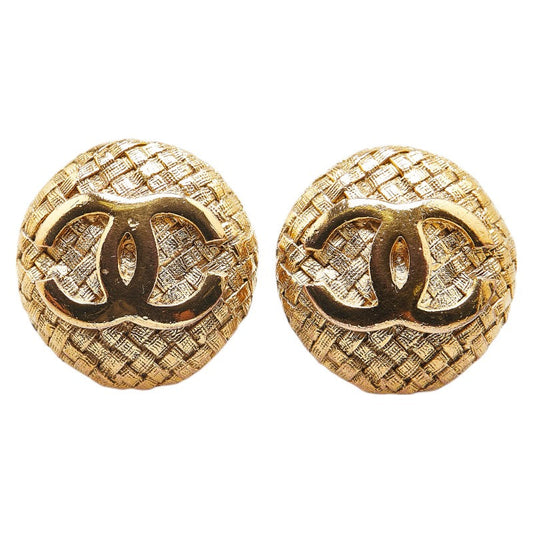 Chanel Vintage Coco Mark Gold Earrings