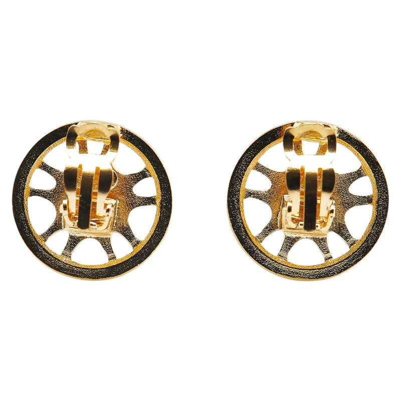 Chanel Vintage Coco Mark Round Earrings Gold