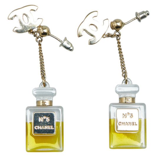 Chanel Coco Mark Perfume Bottle Earrings Gold