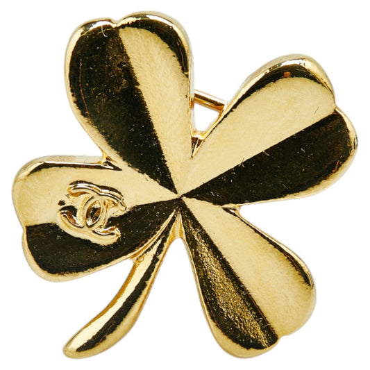 Chanel Clover Motif Brooch Gold Plated