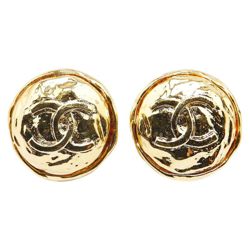 Chanel Coco Mark Round Earrings Gold