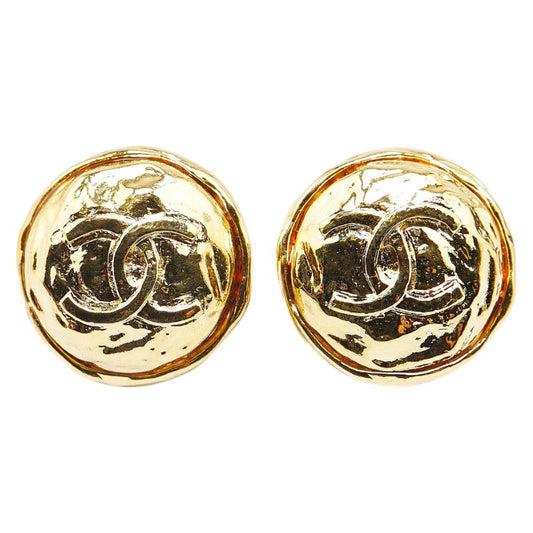 Chanel Coco Mark Round Earrings Gold