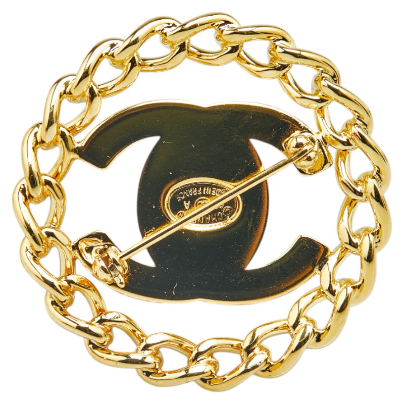 Chanel Coco Mark Turnlock Brooch Gold