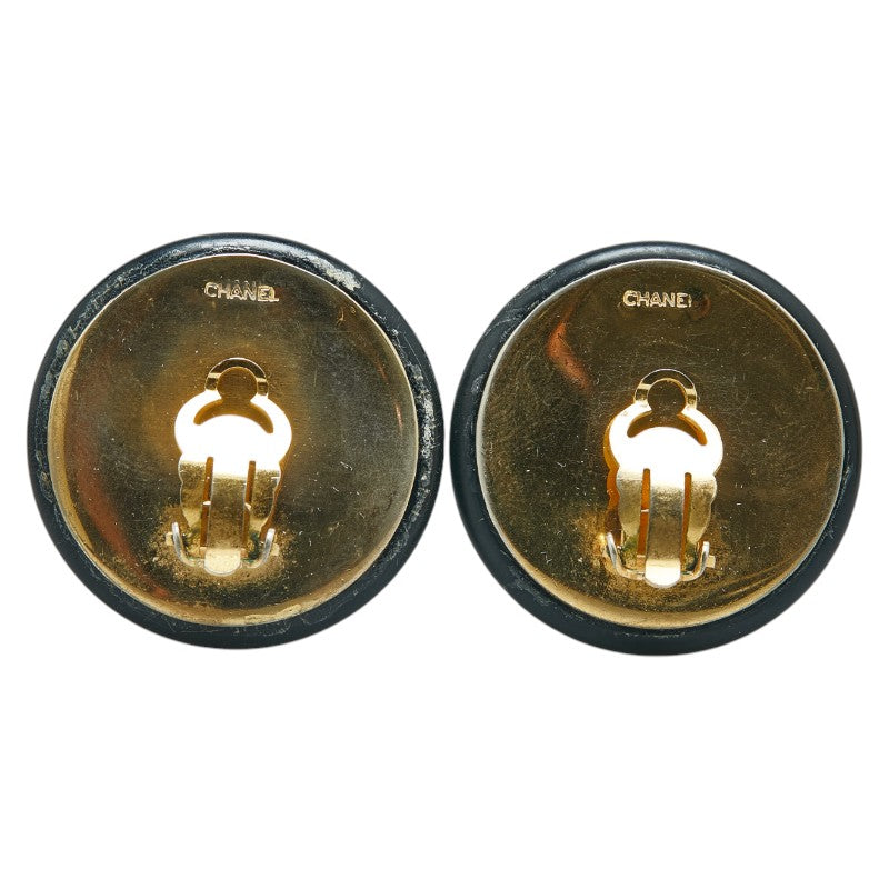 Chanel Matelasse Coco Mark Earrings Gold Black