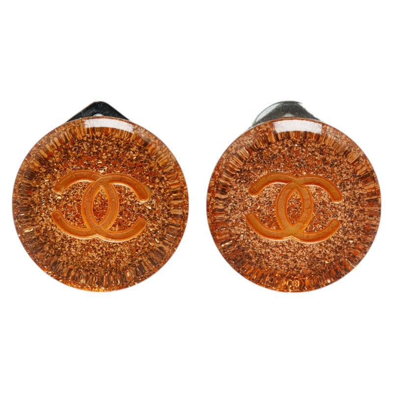 Chanel Coco Mark Round Earrings Plastic Metal