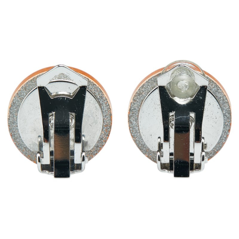 Chanel Coco Mark Round Earrings Plastic Metal