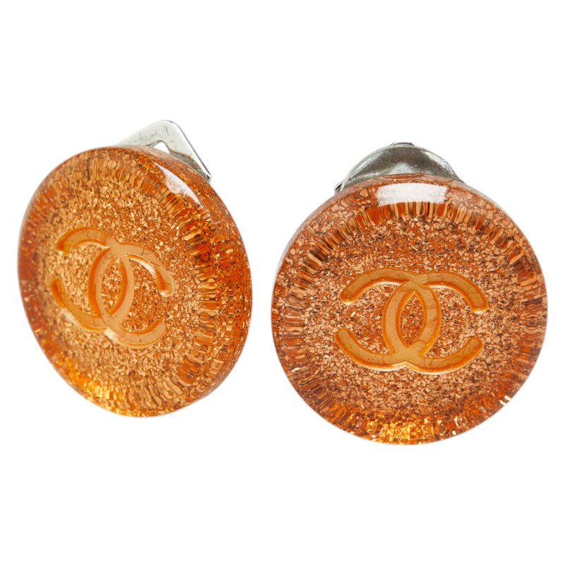 Chanel Coco Mark Round Earrings Plastic Metal