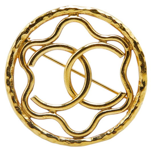 Chanel Coco Mark Round Brooch Gold