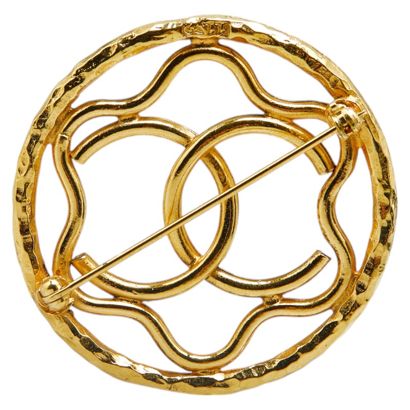 Chanel Coco Mark Round Brooch Gold