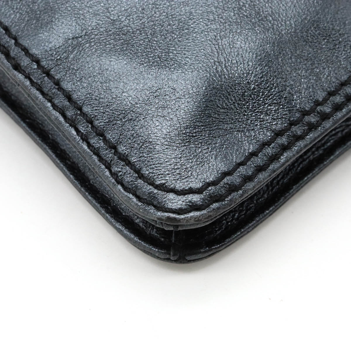 Chanel Metallic Leather Logo Shoulder Bag Pochette Sacoche