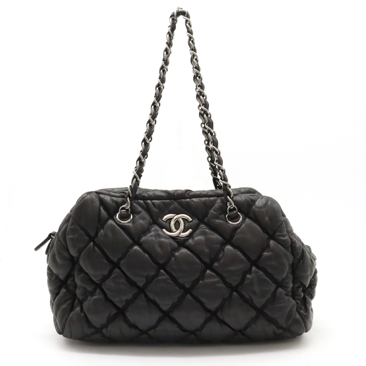 Chanel Leather Bubble Quilt Chain Shoulder Bag