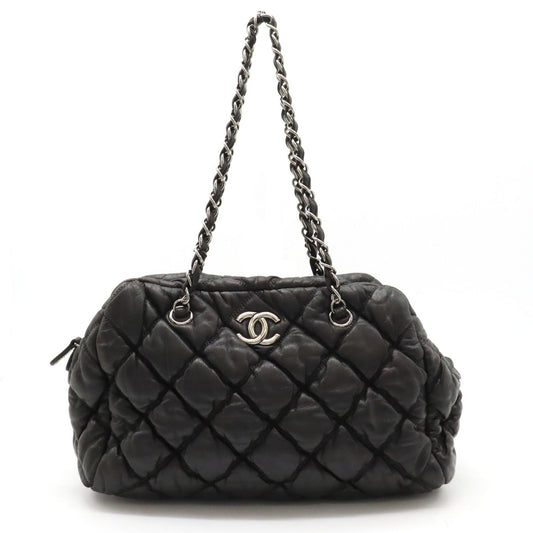 Chanel Leather Bubble Quilt Chain Shoulder Bag