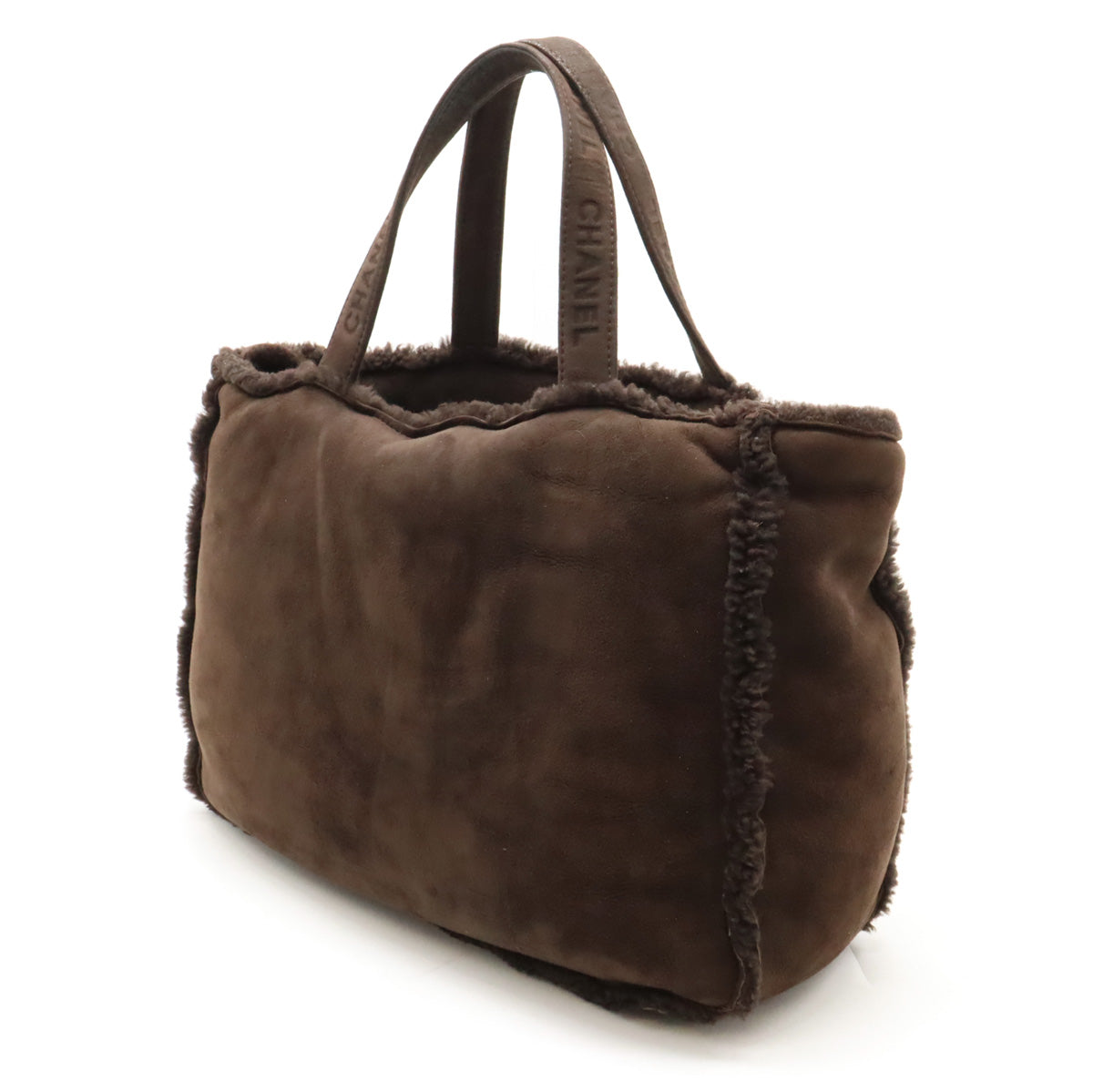 Chanel Suede Tote Bag Dark Brown