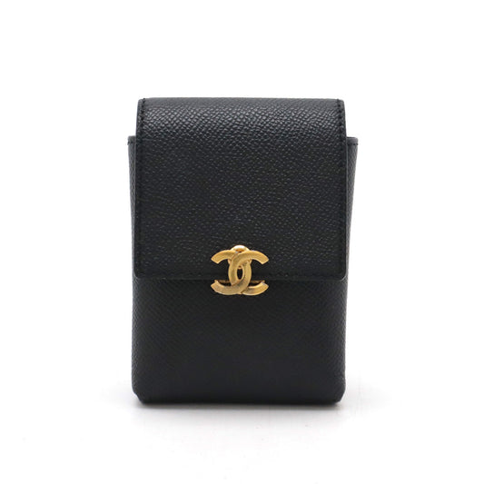 Chanel Caviar Skin Coco Mark iQOS Case Leather Black