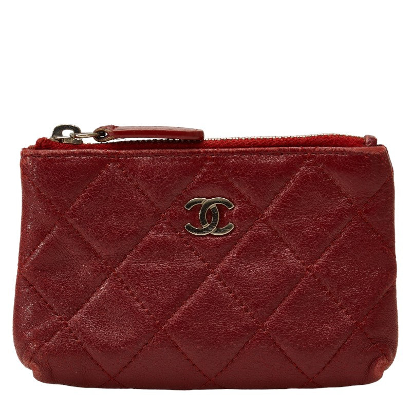 Chanel Lambskin Coin Case Wine Red