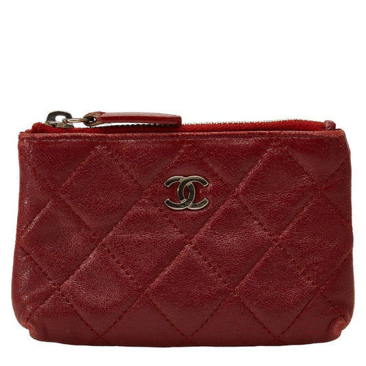 Chanel Lambskin Coin Case Wine Red