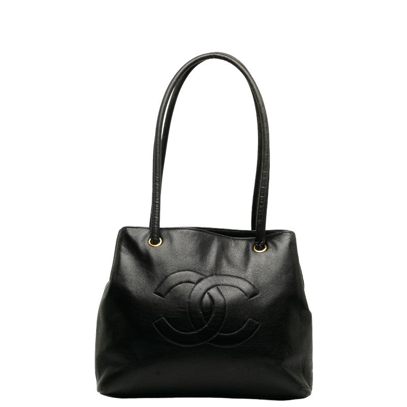 Chanel Coco Mark Leather Tote Bag Black