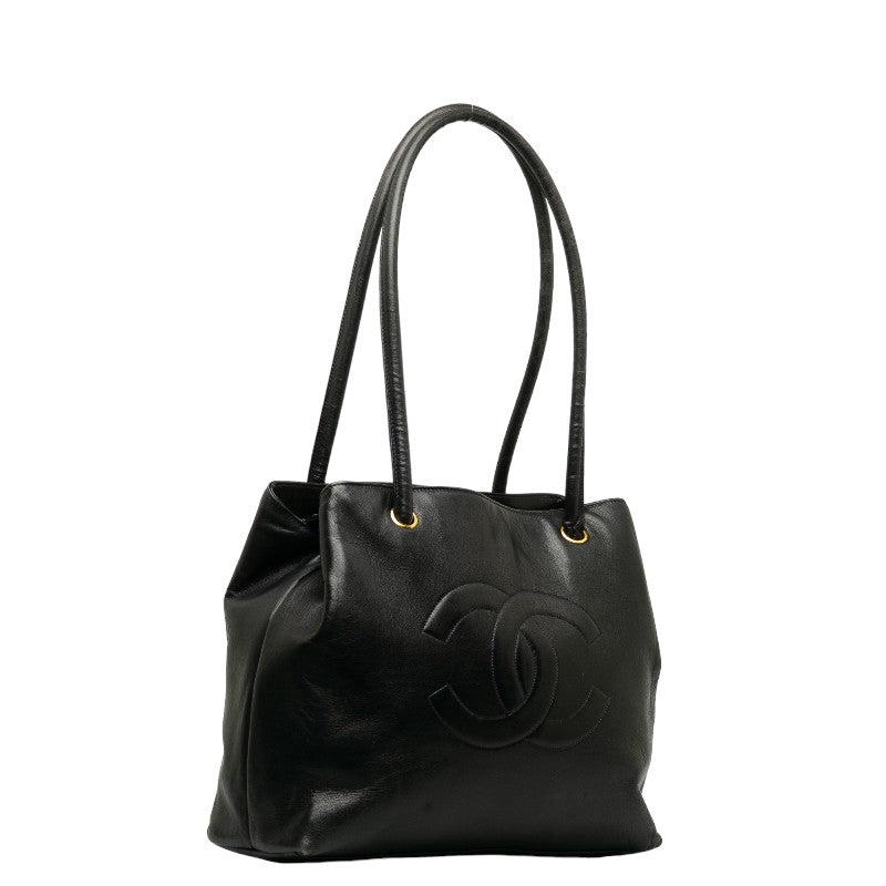 Chanel Coco Mark Leather Tote Bag Black