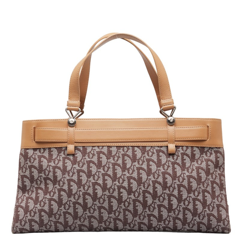 Dior Trotter Canvas Leather Handbag Brown Beige