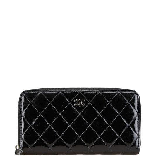 Chanel Matelasse Round Zip Wallet Black