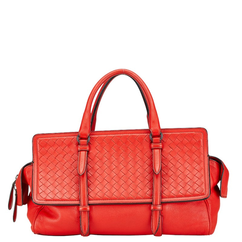 Bottega Veneta Intrecciato Leather Handbag Red