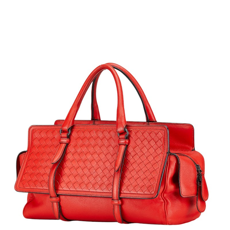 Bottega Veneta Intrecciato Leather Handbag Red