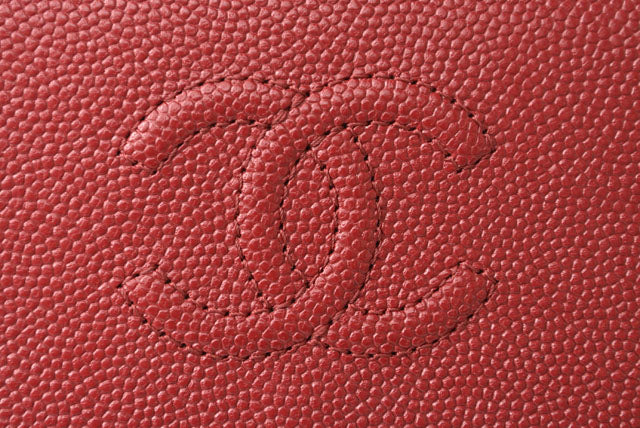 Chanel Caviar Skin Mini Trifold Wallet Dark Red