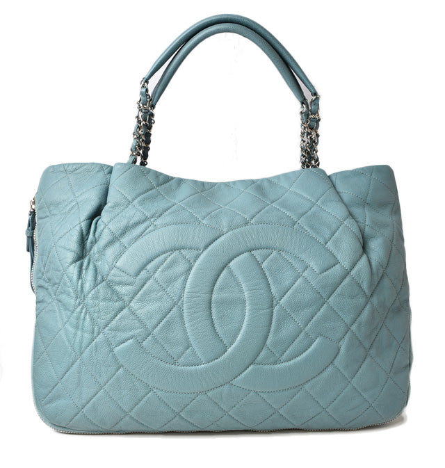 Chanel 2way Leather Tote Bag Chain Coco Mark Quilted