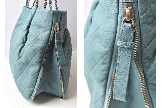 Chanel 2way Leather Tote Bag Chain Coco Mark Quilted