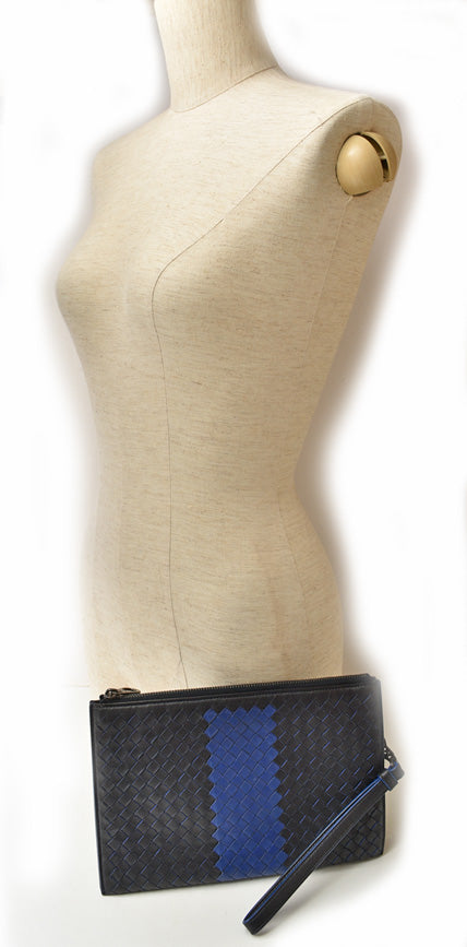 Bottega Veneta Leather Clutch Bag Document Case with Strap