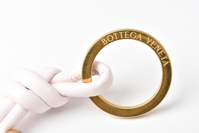 Bottega Veneta Nappa Keyring/Keyholder Baby Pink/Gold 666884